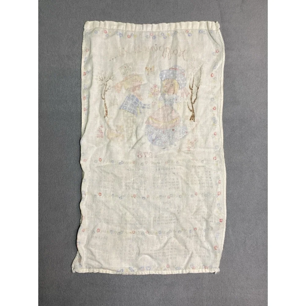 Vintage 1978 Calendar Dish Towel Boy & Girl Birth Year